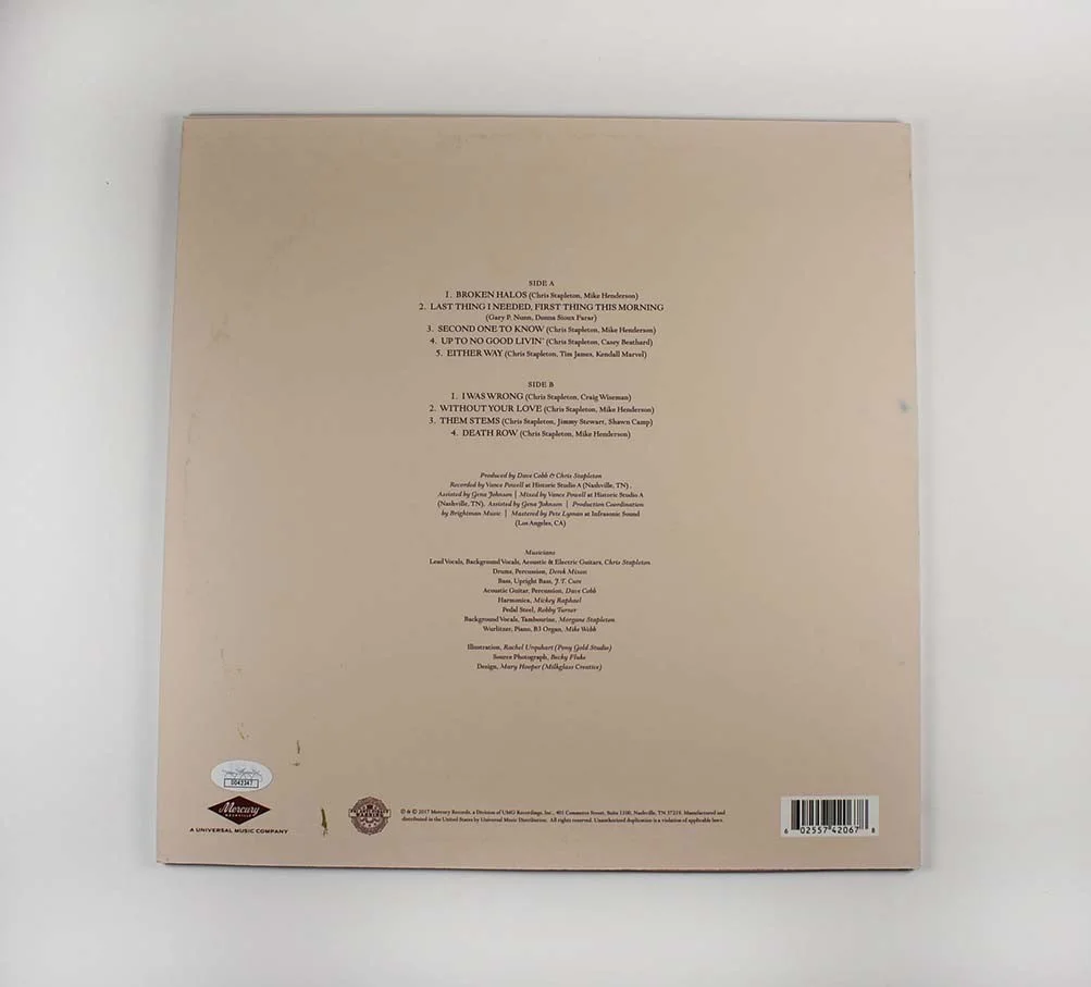 Chris Stapleton Autographed Signed Album LP Record Authentic JSA COA, image 2