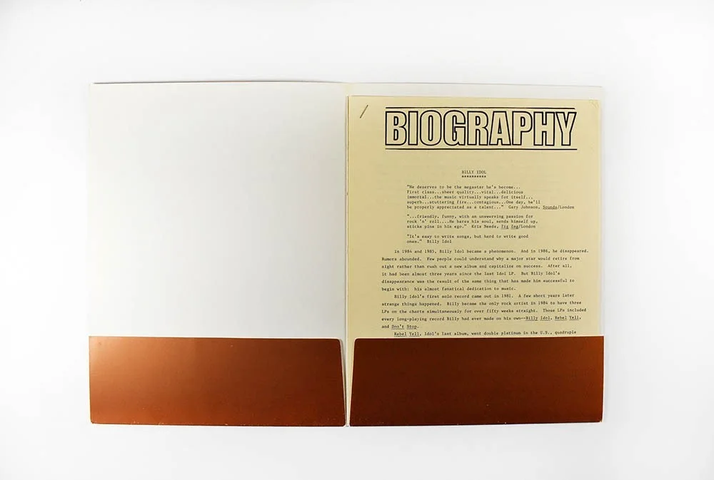 Billy Idol Whiplash Smile Signed Press Kit Autographed Signed Certified BAS COA, image 2
