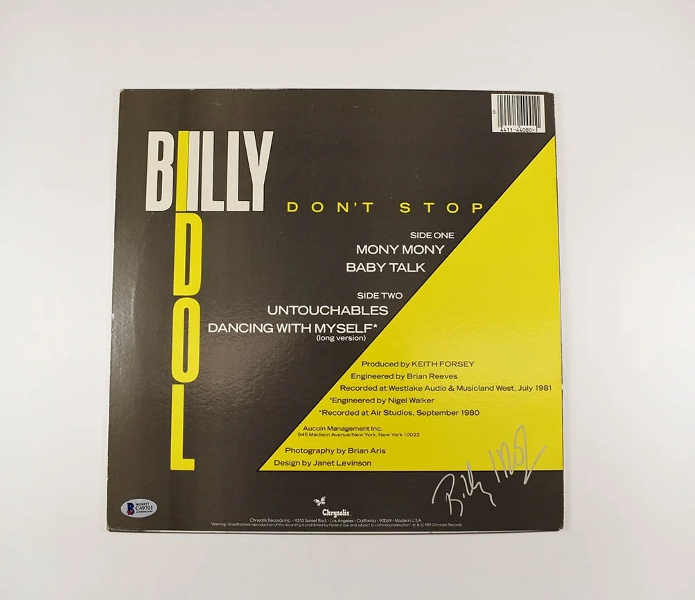 Billy Idol Don't Stop EP Autographed Signed Album LP Record Beckett BAS COA, изображение 2