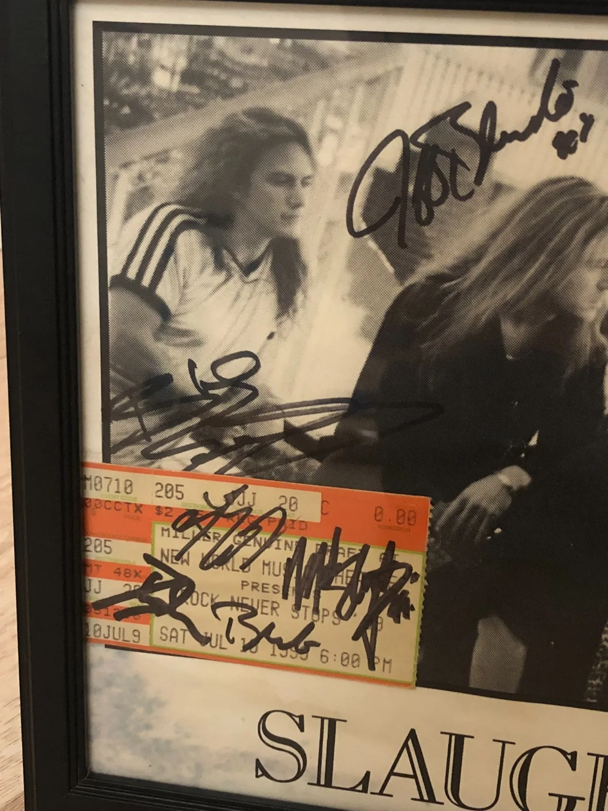 Framed Signed Slaughter Personalized Autographed Photo & Ticket All 4 Originals, image 4