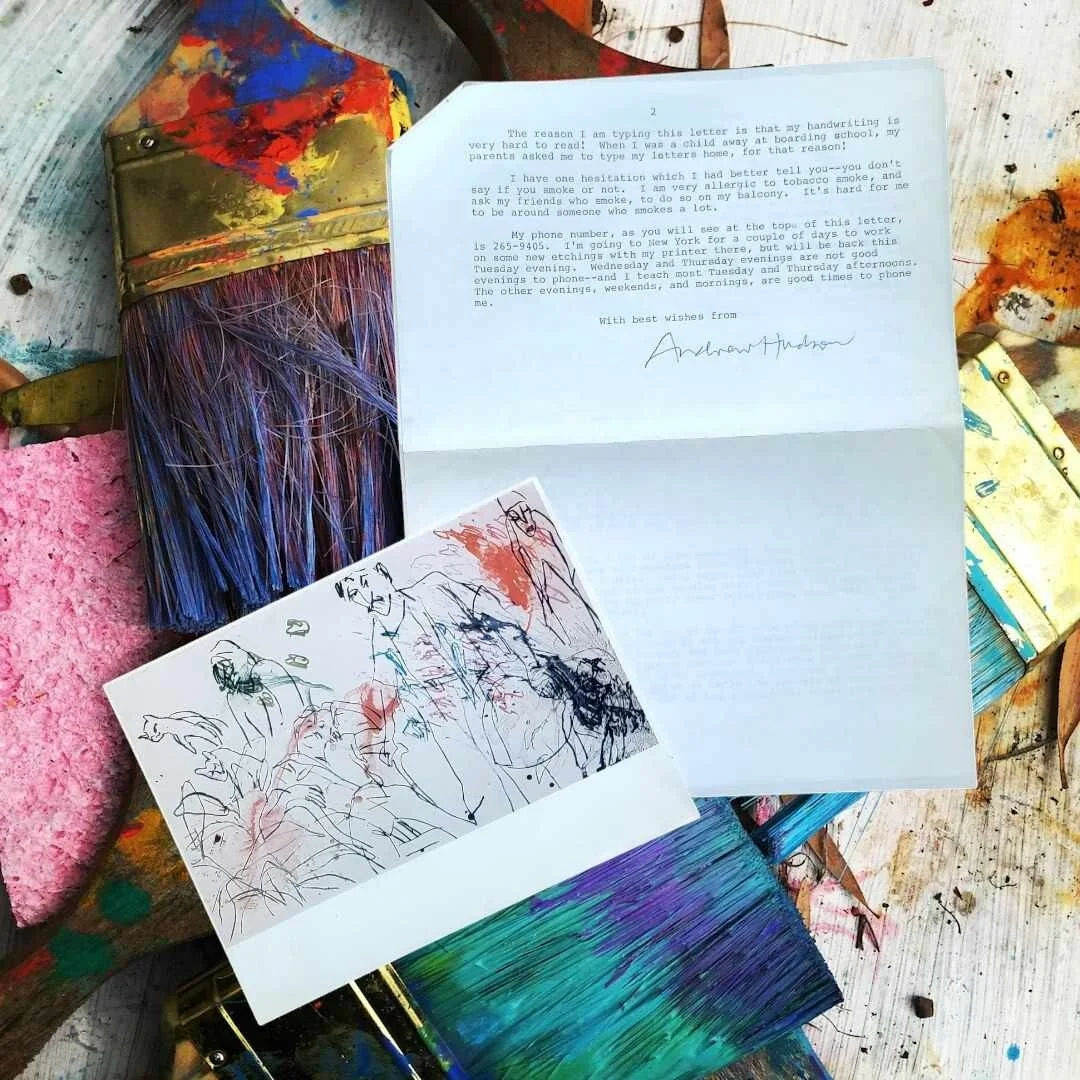 Andrew Hudson (Artist) POSTCARD and 2 page TLS typed letter signed, изображение 2