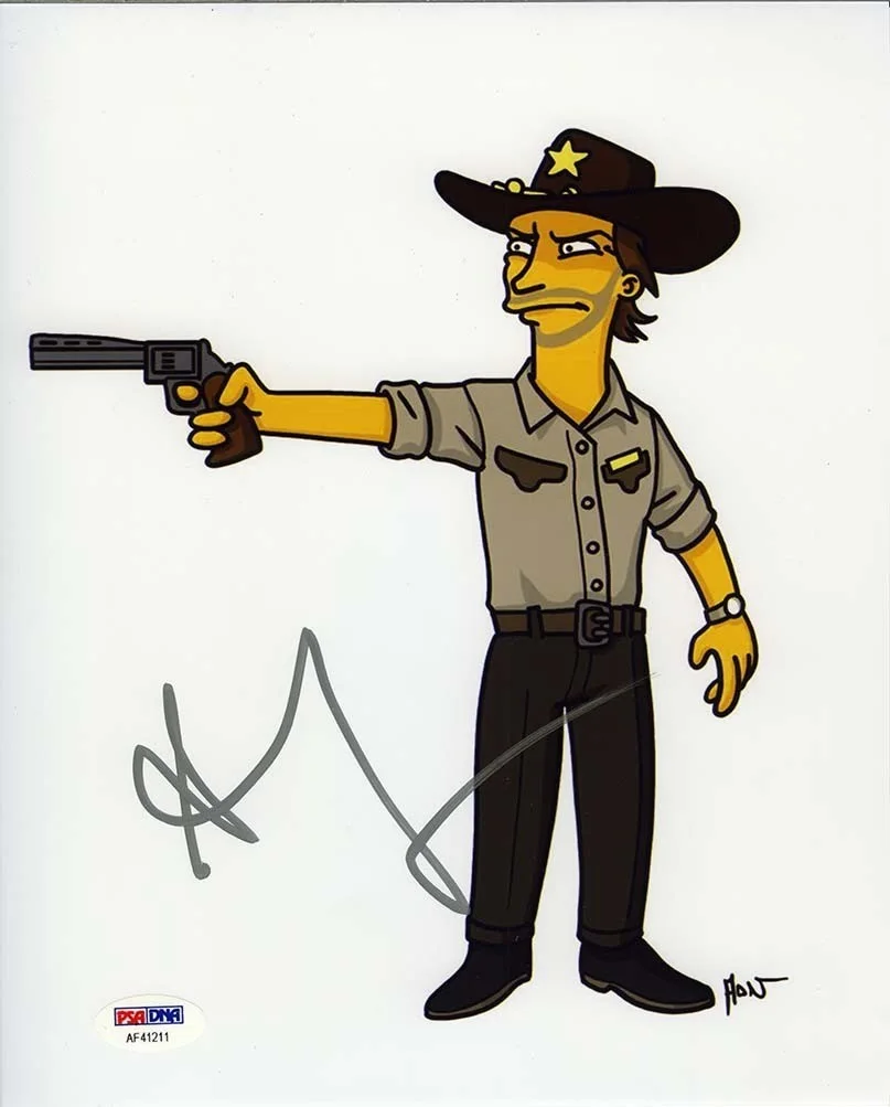 andrew lincoln — Andrew Lincoln Simpsons Autographed Signed 'Walking Dead' 8x10 Photo PSA/DNA COA