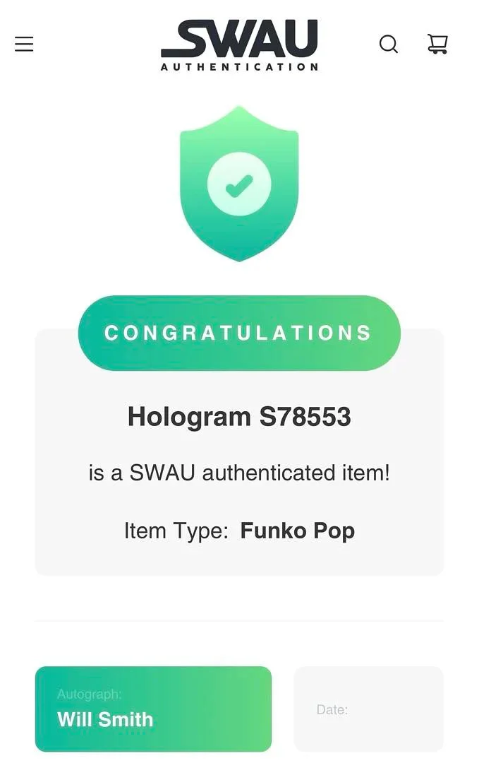 Will Smith Signed Funko Pop #80 (Muhammad Ali) White Ink - SWAU, image 5