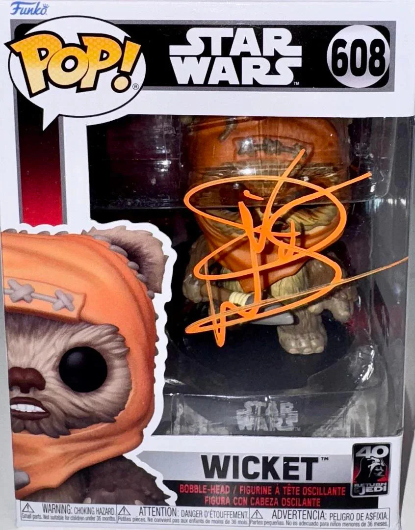 Warwick Davis Signed Funko Pop #608 "Wicket" (Star Wars) - Pristine COA #02, image 2