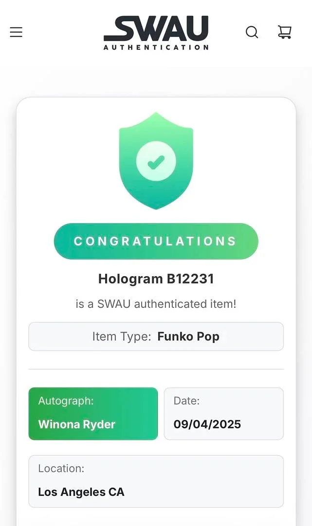 Winona Ryder signed Funko #642 (Beetlejuice) - SWAU COA, image 5
