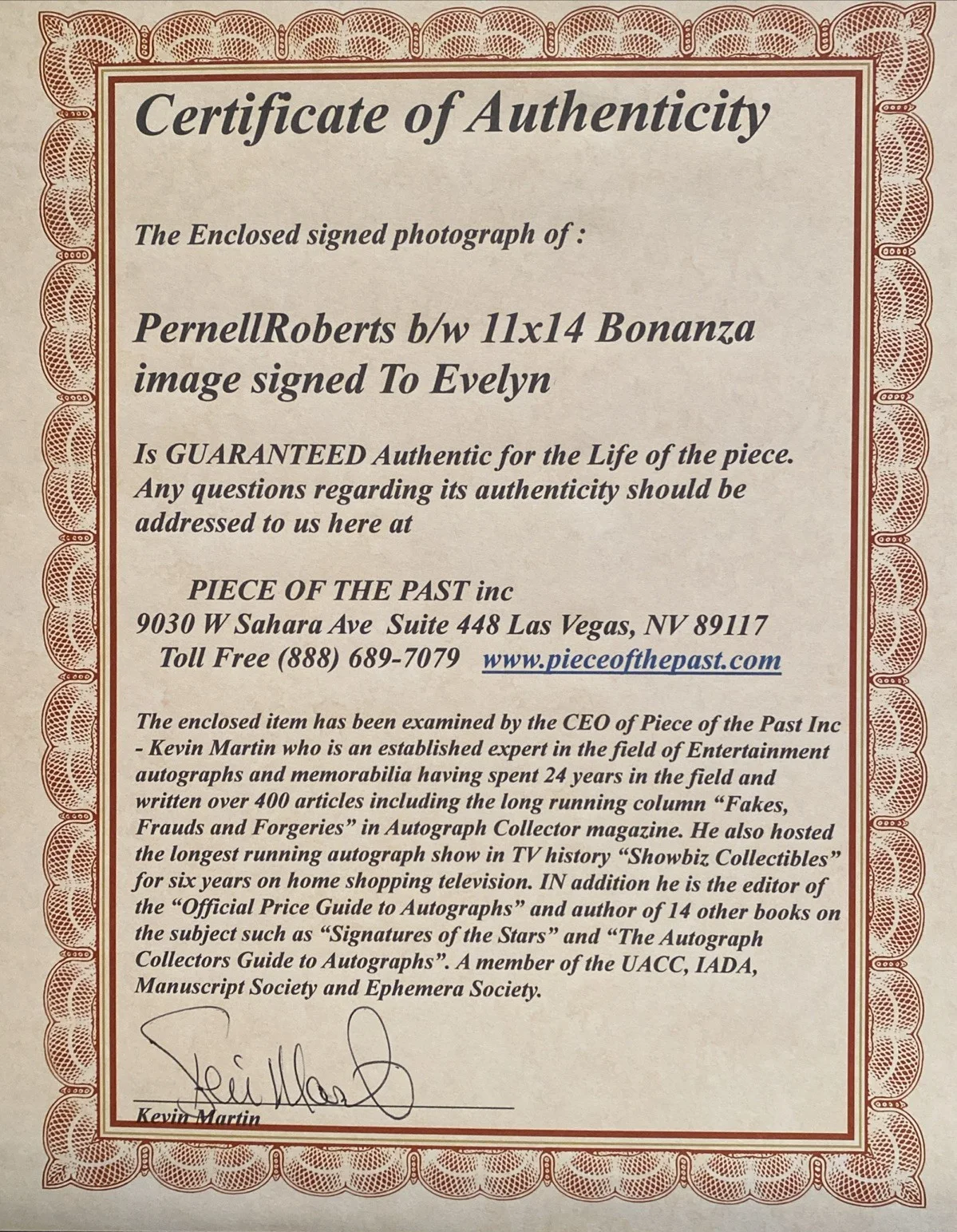 Pernell Roberts — Pernell Roberts Bonanza Vintage B&W Autographed COA RARE SIGNED, изображение 4