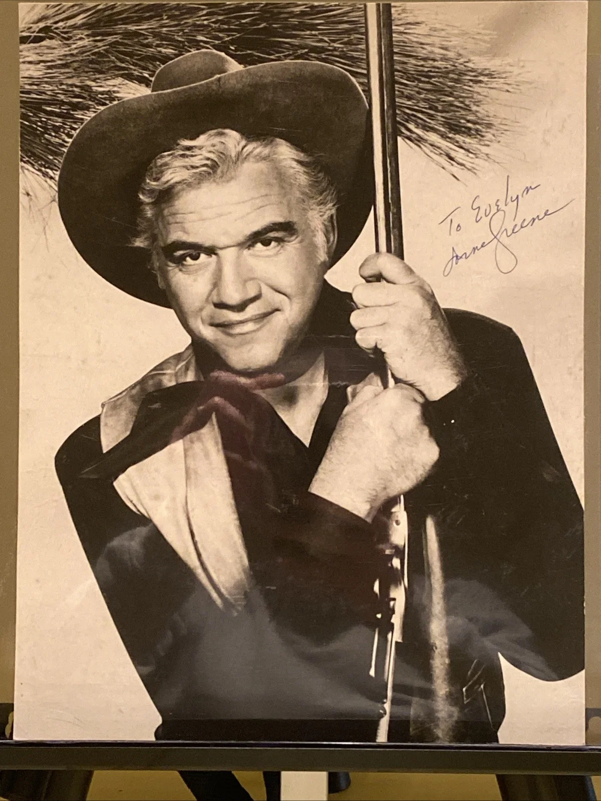 Lorne Green — Lorne Greene Bonanza Vintage B&W Photo COA Autographed SIGNED, изображение 2