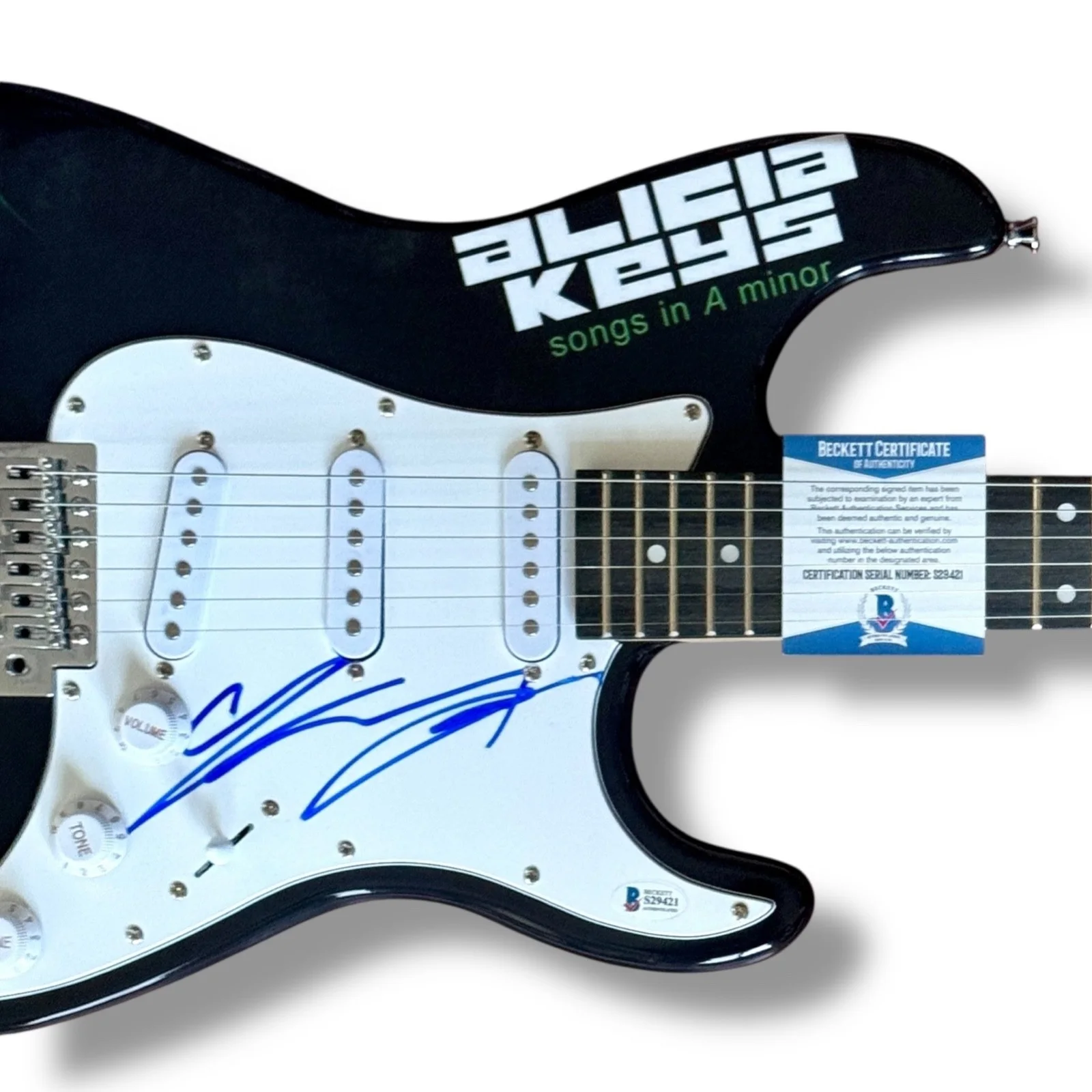 Alicia Keys Signed Guitar Custom Graphics Beckett COA Songs in A Minor, image 2