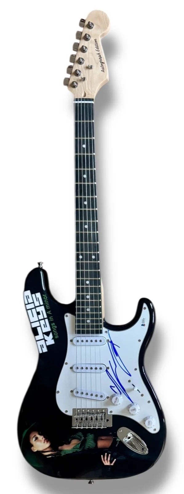 Alicia Keys Signed Guitar Custom Graphics Beckett COA Songs in A Minor, image 3