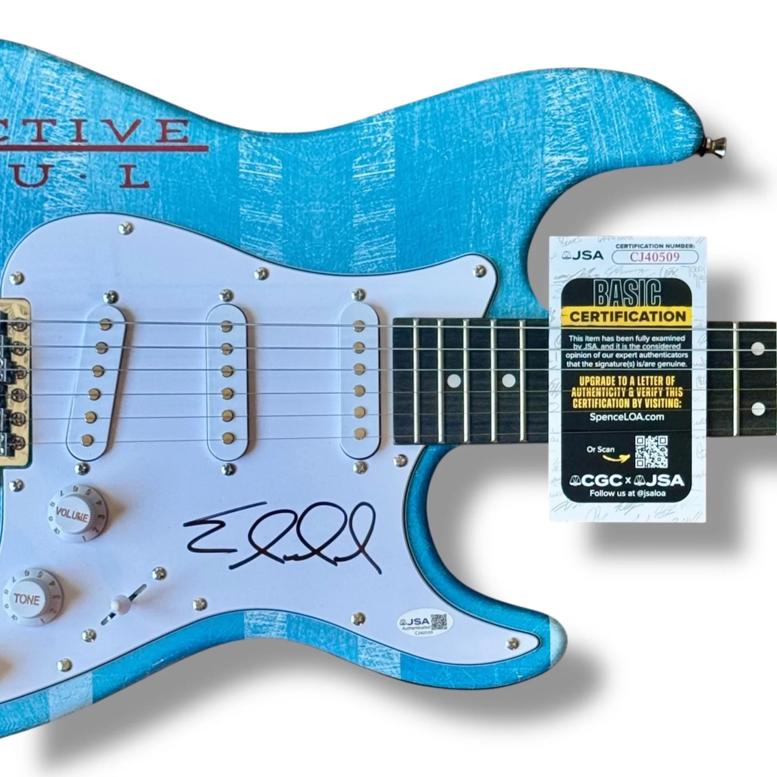 Ed Roland Signed Guitar Custom Graphics JSA COA Collective Soul Blue Album Shine, image 2