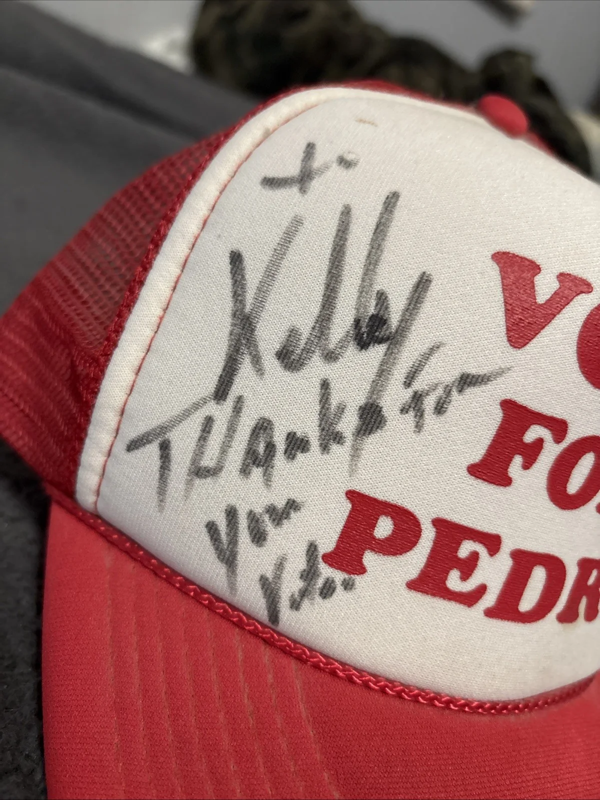 Vote For Pedro SnapBack Hat Signed By Efren Ramirez (Pedro). Written To Kelley, image 4