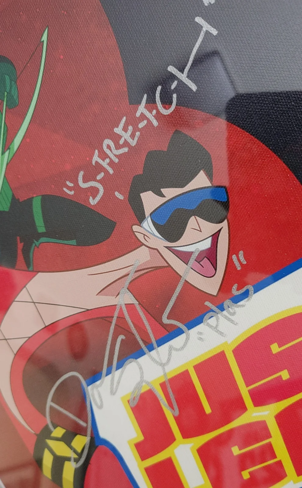 Dana Snyder Autographed Justice League Action Framed Canvas 25x28 JSA, image 2