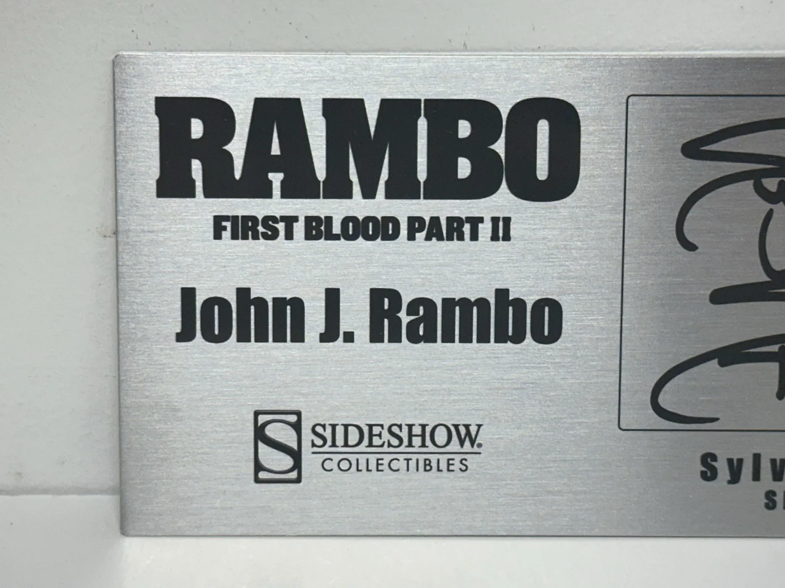 Sylvester Stallone — Sylvester Stallone Signed Rambo Sideshow Figure Plaque COA FULL NAME SIGNATURE, image 3