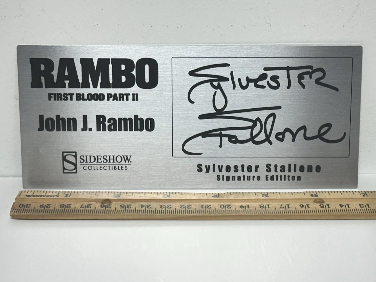 Sylvester Stallone — Sylvester Stallone Signed Rambo Sideshow Figure Plaque COA FULL NAME SIGNATURE, image 4