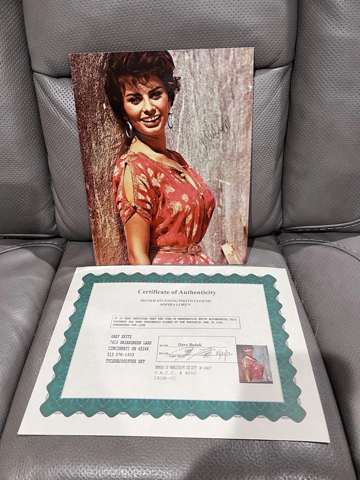 Sophia Loren — #2016 Sophia Loren autographed signed 8 x 10 Color photo COA, image 2