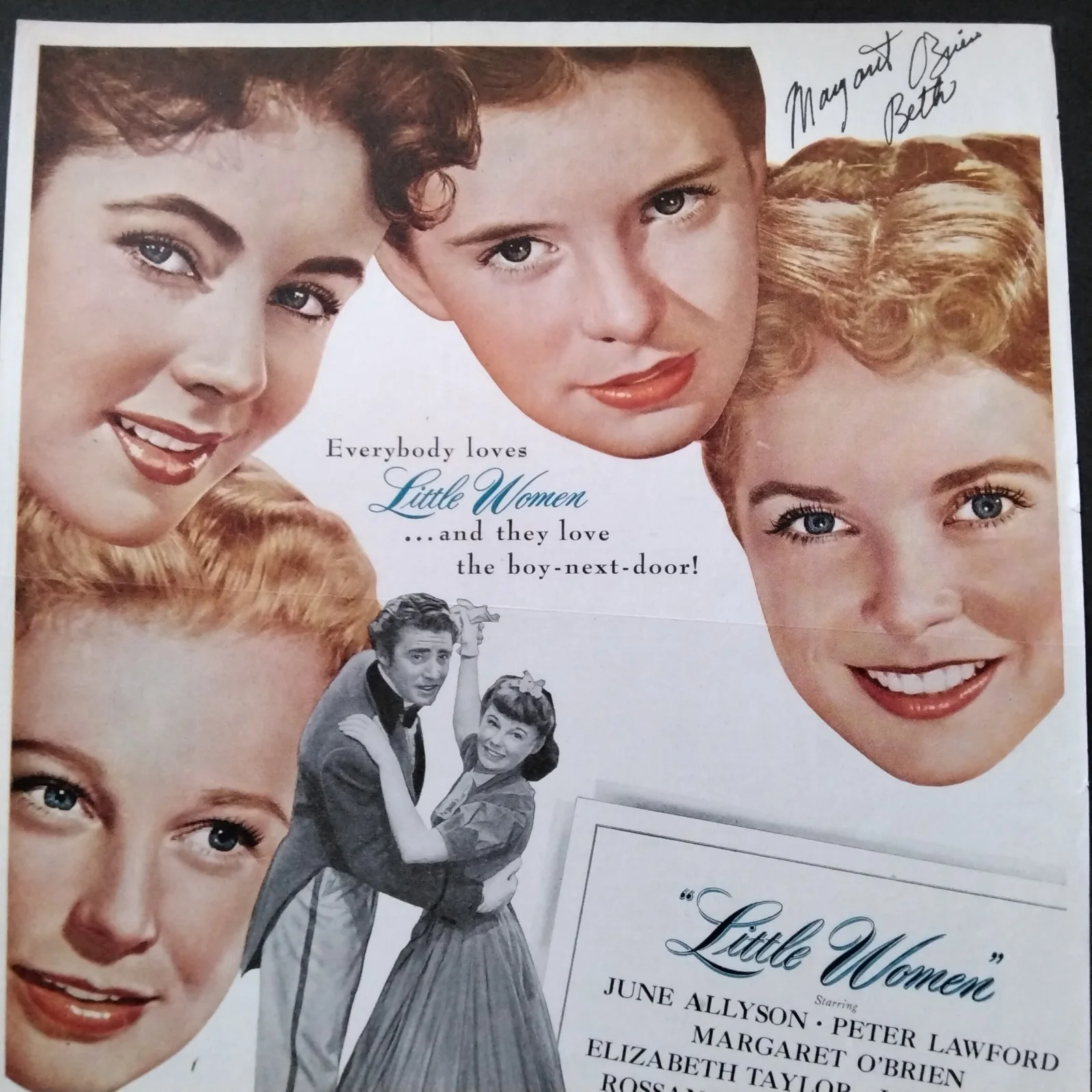 Margaret O'Brien SIGNED 1949 Movie Ad Little Women Liz Taylor June Allison Leigh, изображение 3