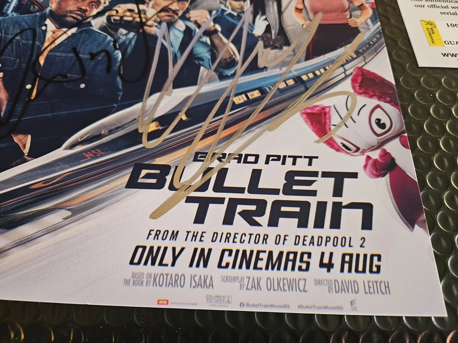 BULLET TRAIN- BRAD PITT, & 2 MORE ORIGINAL AUTOGRAPHS 9X12IN COA ✔️, изображение 4