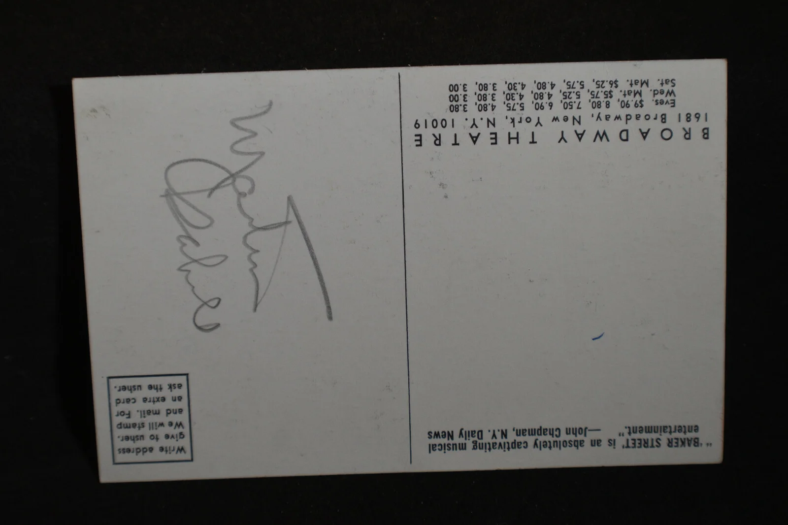 Martin Gabel Autograph on BAKER STREET Postcard, image 3