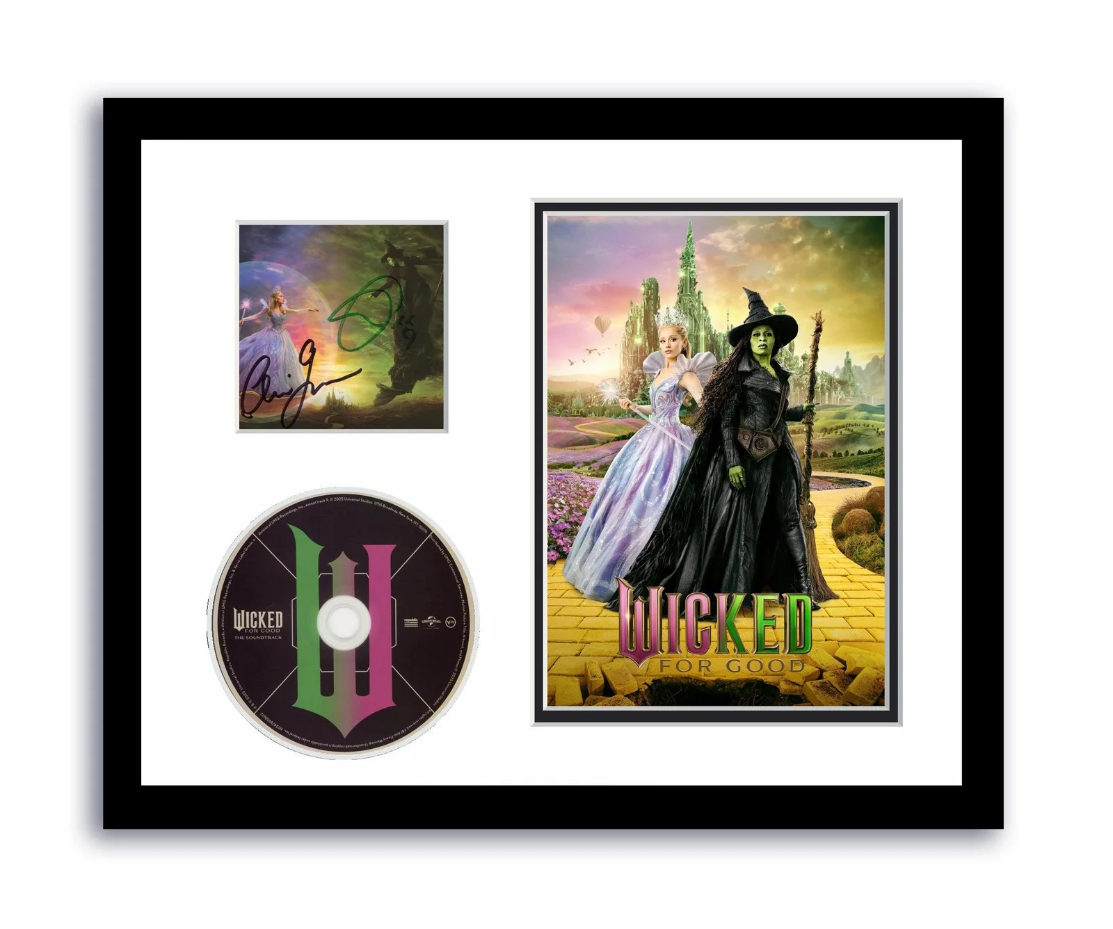 Ariana Grande, Cynthia Erivo — Wicked Autographed Signed 11x14 Framed CD Photo Wicked For Good Soundtrack ACOA