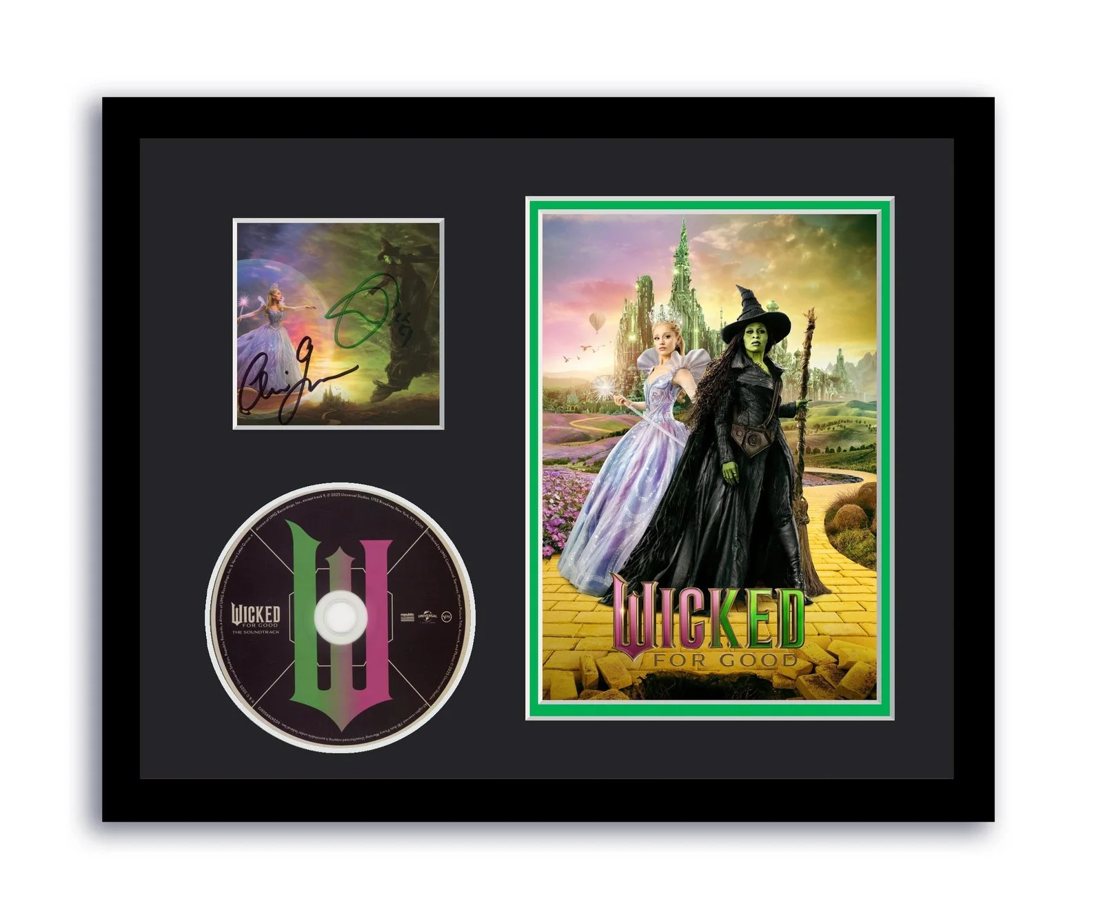 Ariana Grande, Cynthia Erivo — Wicked Autographed Signed 11x14 Framed CD Photo Wicked For Good Soundtrack ACOA