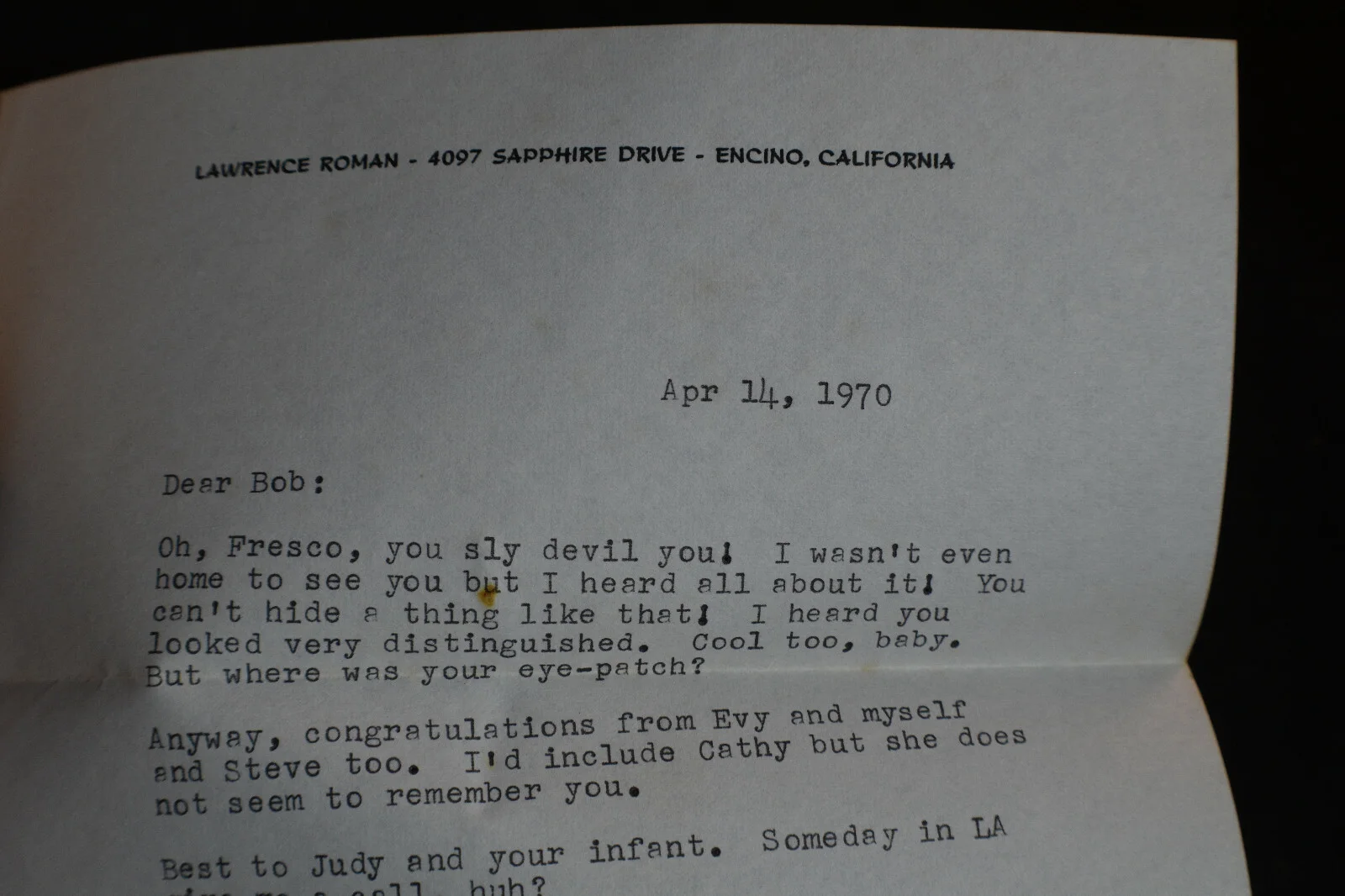1970 *SIGNED* Lawrence Roman, Hollywood Writer*Final Verdict*Under Yum Yum Tree, изображение 3