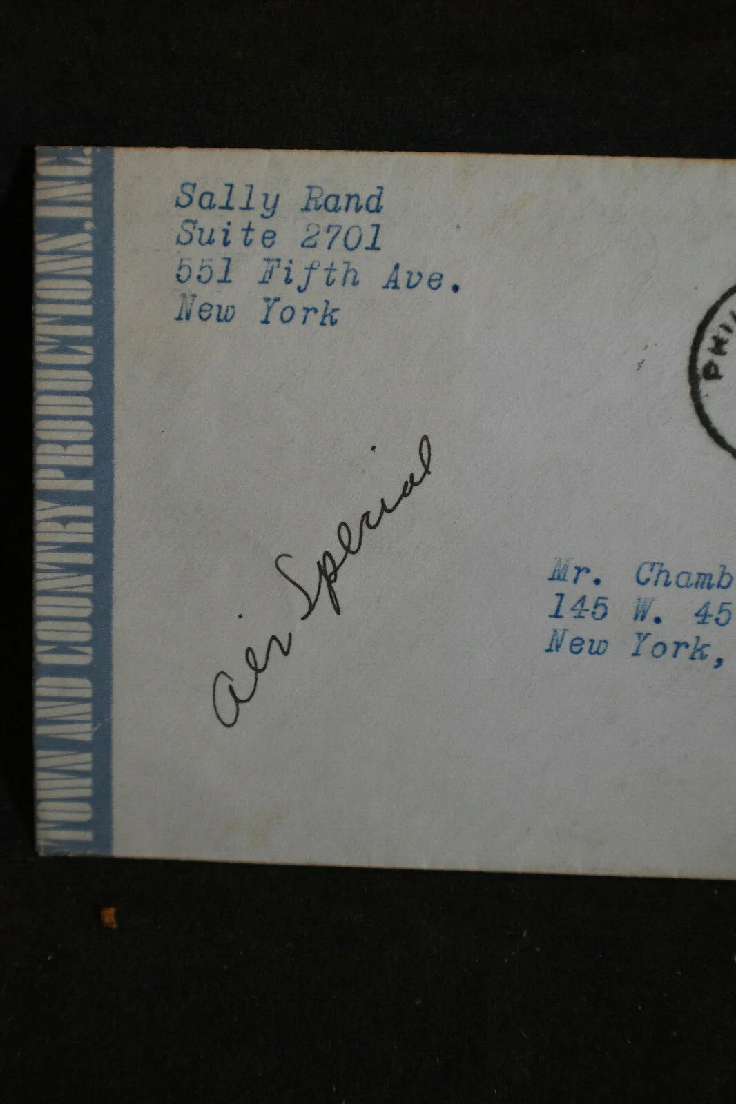 *SIGNED* Sally Rand Productions Envelope, image 2