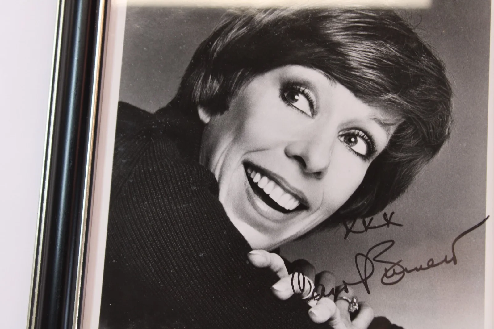 Young Carol Burnett Autographed/Signed B&W Photograph Framed 10x13 VGUC, image 3