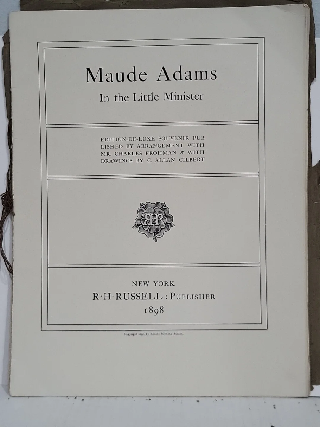 Maude Adams — Maude Adams Autographed Program 1898 The Little Minister Dated J.M. Barrie Play, изображение 3