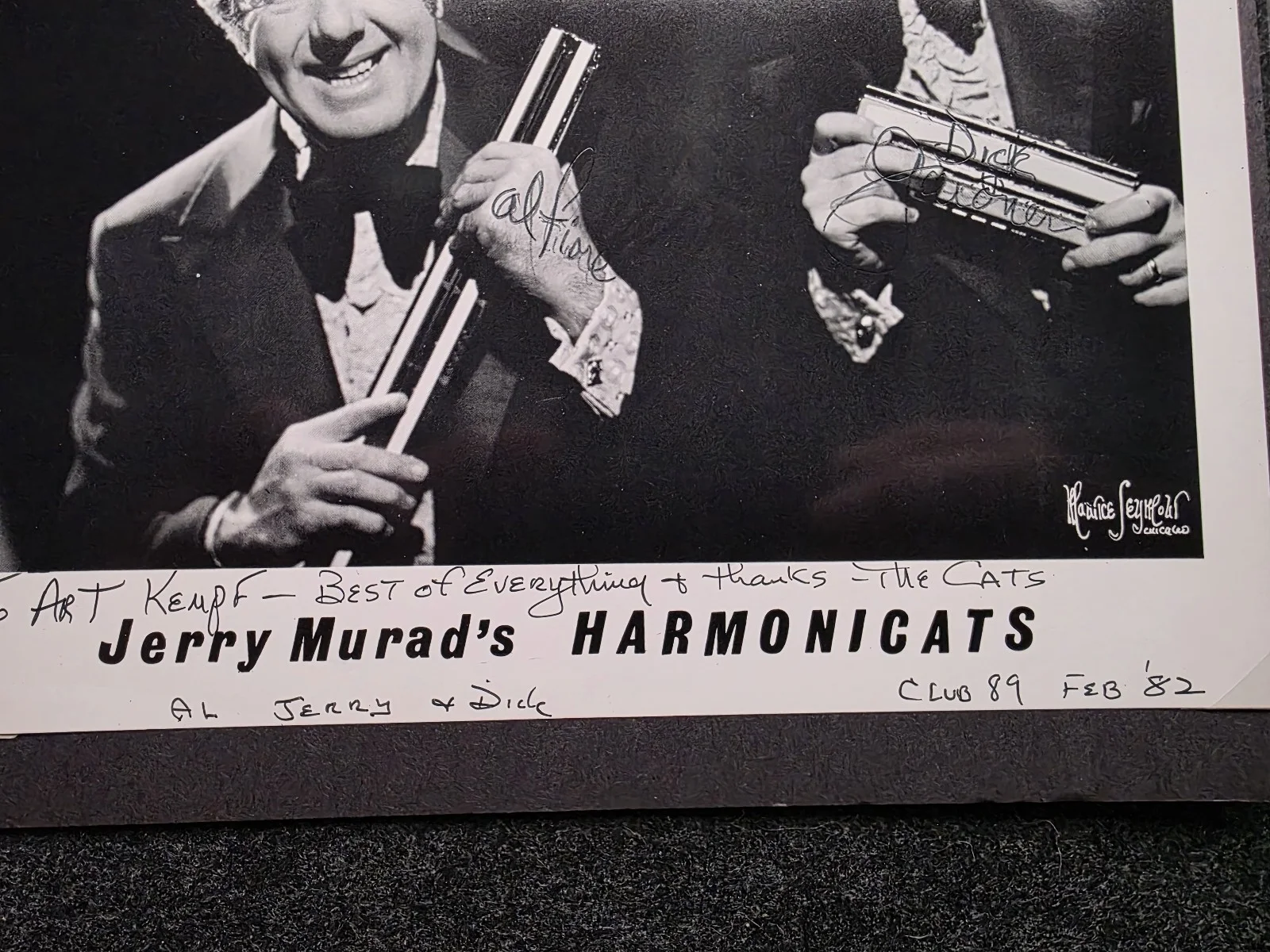 Jerry Murad’s Harmonicats Signed Photo – 3 Signatures – Personalized “To Art Kem, изображение 5
