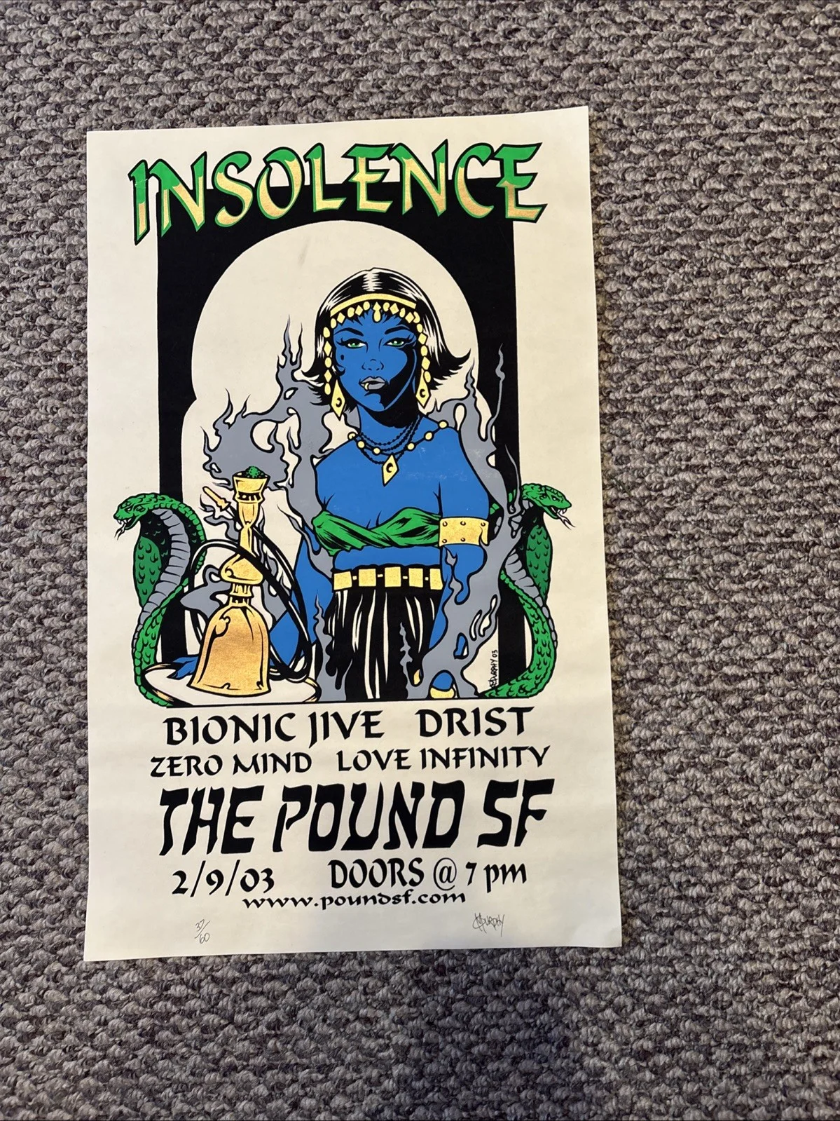 Vintage Concert Poster “Insolence”/ Bionic Drive Signed/#, image 2