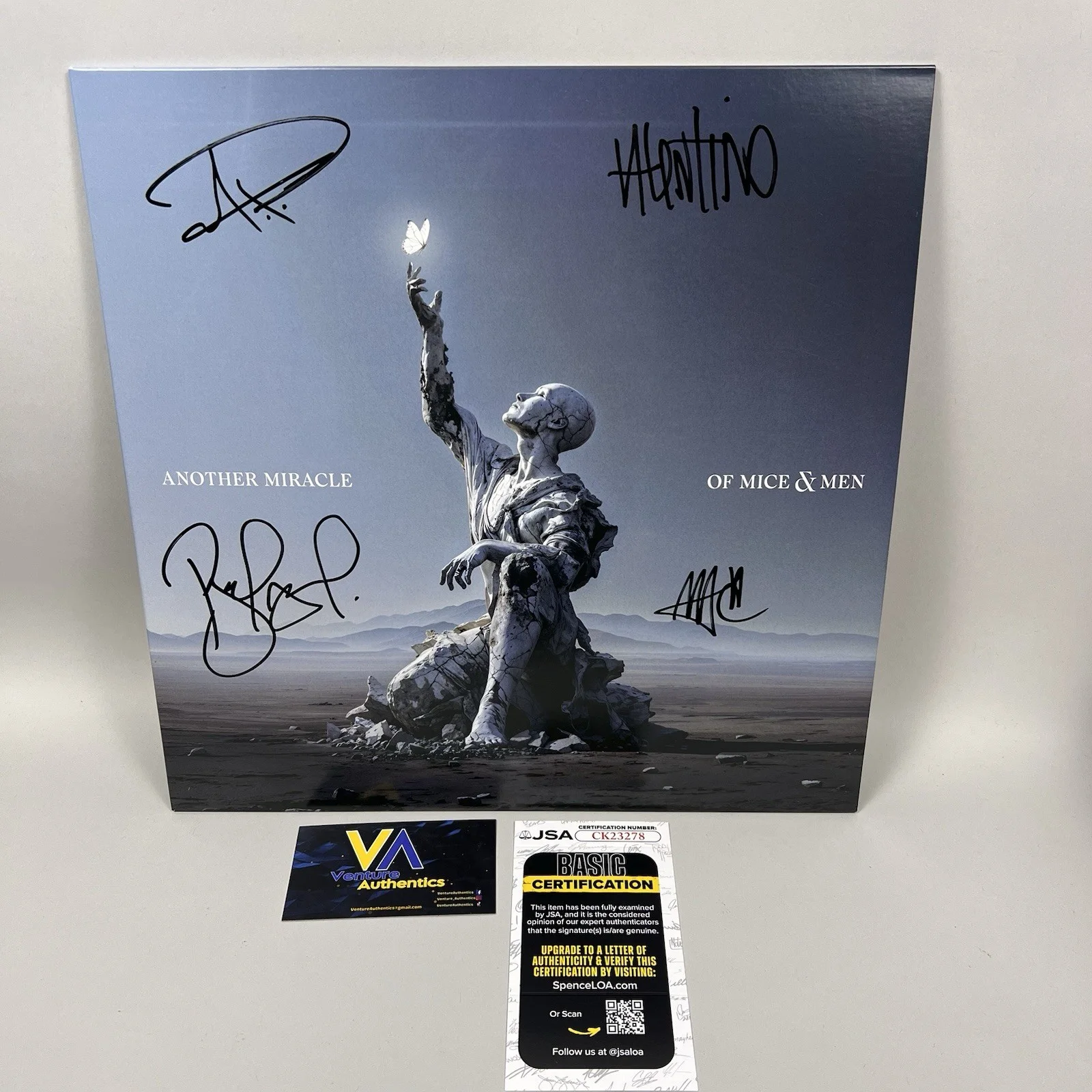 OF MICE & MEN Signed “Another Miracle” Blue Smoke Vinyl LP w/ JSA COA, изображение 2