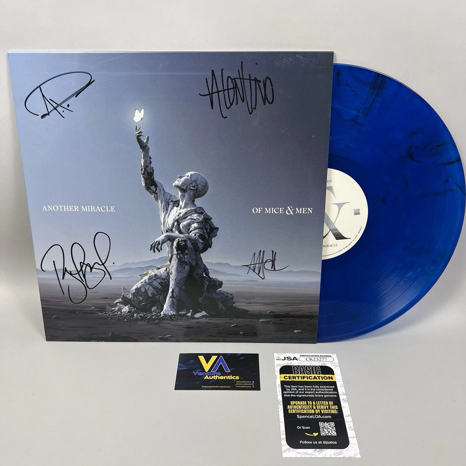 OF MICE & MEN Signed “Another Miracle” Blue Smoke Vinyl LP w/ JSA COA, изображение 4
