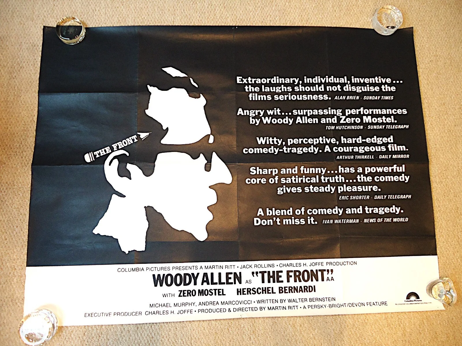 THE FRONT UK QUAD FILM POSTER 1976 VINTAGE WOODY ALLEN 50 YRS OLD RARE ORIGINAL, изображение 2