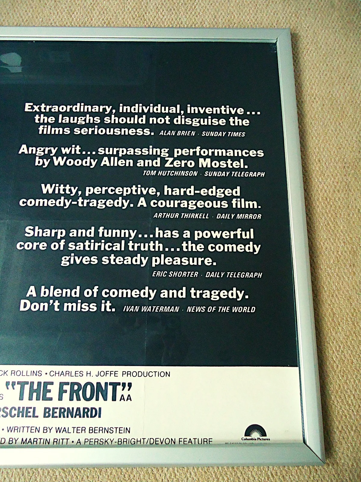 THE FRONT UK QUAD FILM POSTER 1976 VINTAGE WOODY ALLEN 50 YRS OLD RARE ORIGINAL, изображение 5