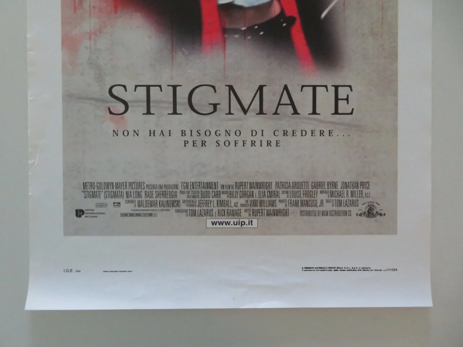STIGMATA ITALIAN LOCANDINA POSTER PATRICIA ARQUETTE GABRIEL BYRNE 2000, изображение 4