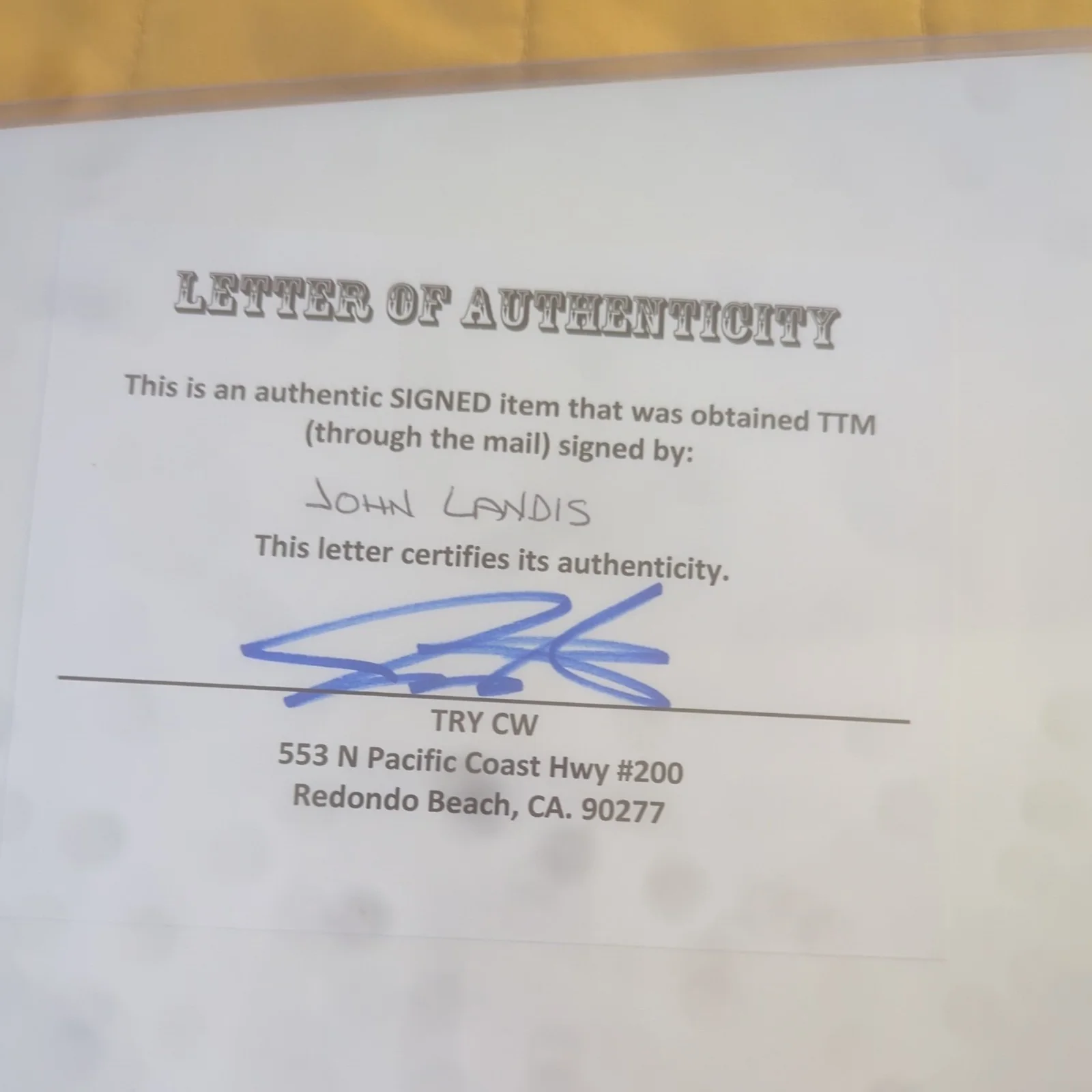 John Landis — Michael Jackson's Thriller video John Land 8x10 photo Letter of Authenticity, image 5