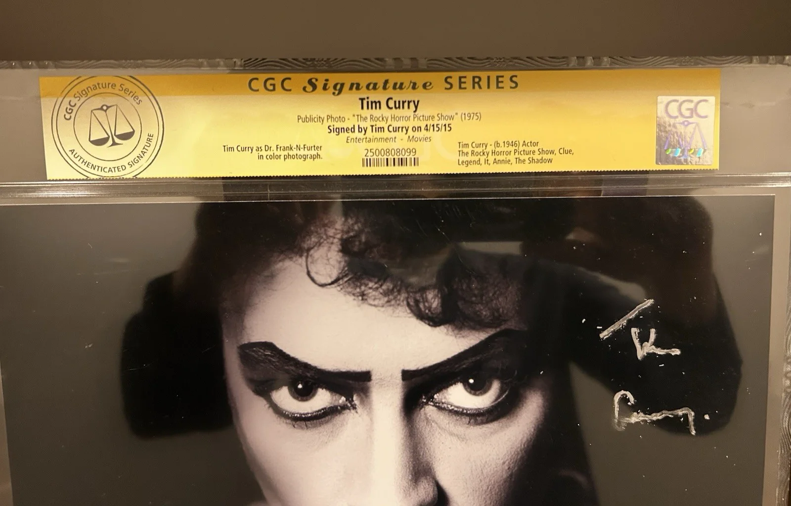 Tim Curry Rocky Horror Picture Show Signed 8x10 CGC Signature Series Slab, изображение 2