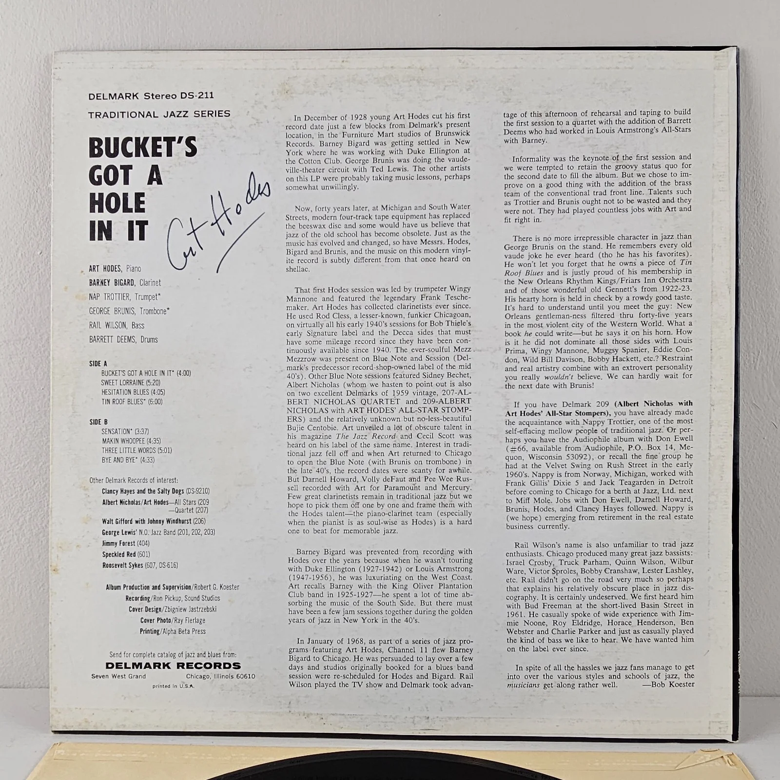 VINYL - SIGNED - Art Hodes - Autographed Record Album - NM / VG+ Vintage Vinyl, изображение 3