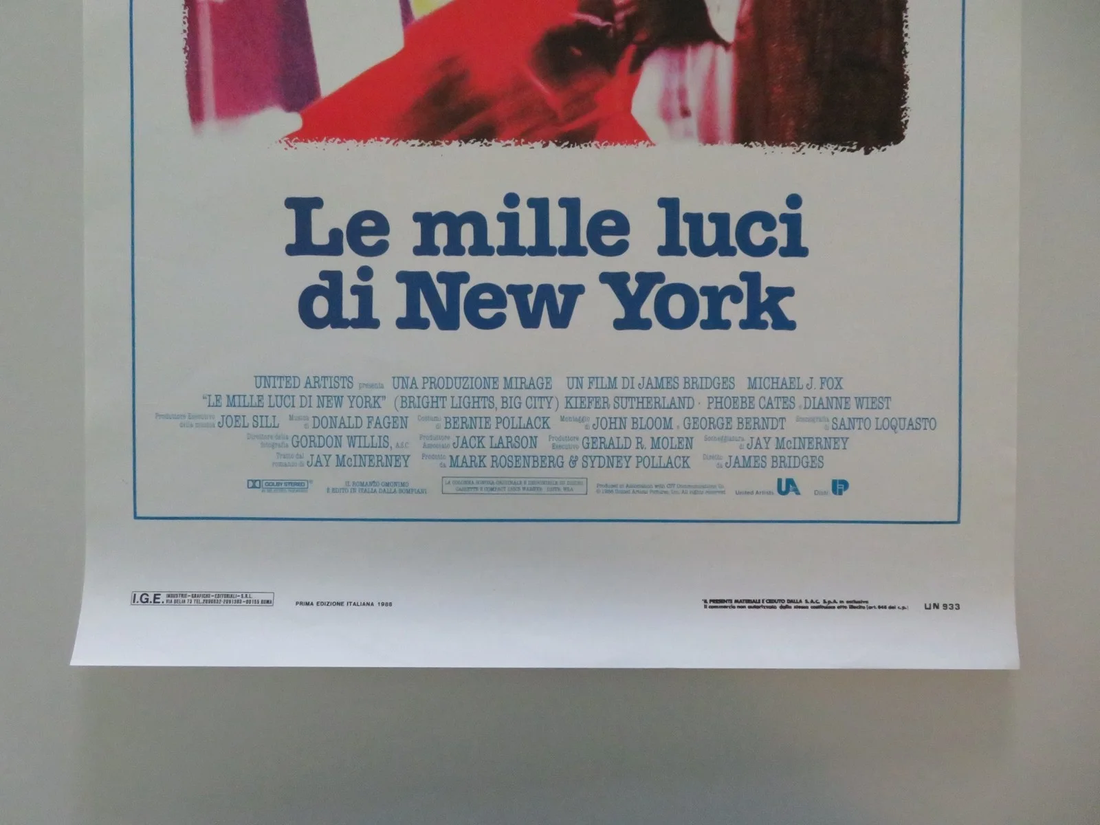 BRIGHT LIGHTS, BIG CITY ITALIAN LOCANDINA POSTER MICHAEL J. FOX SUTHERLAND 1988, изображение 4