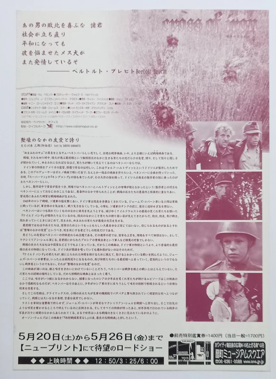 Cross of Iron (2000 RR) Original B5 (10"x7") Chirashi mini poster flyer, изображение 3