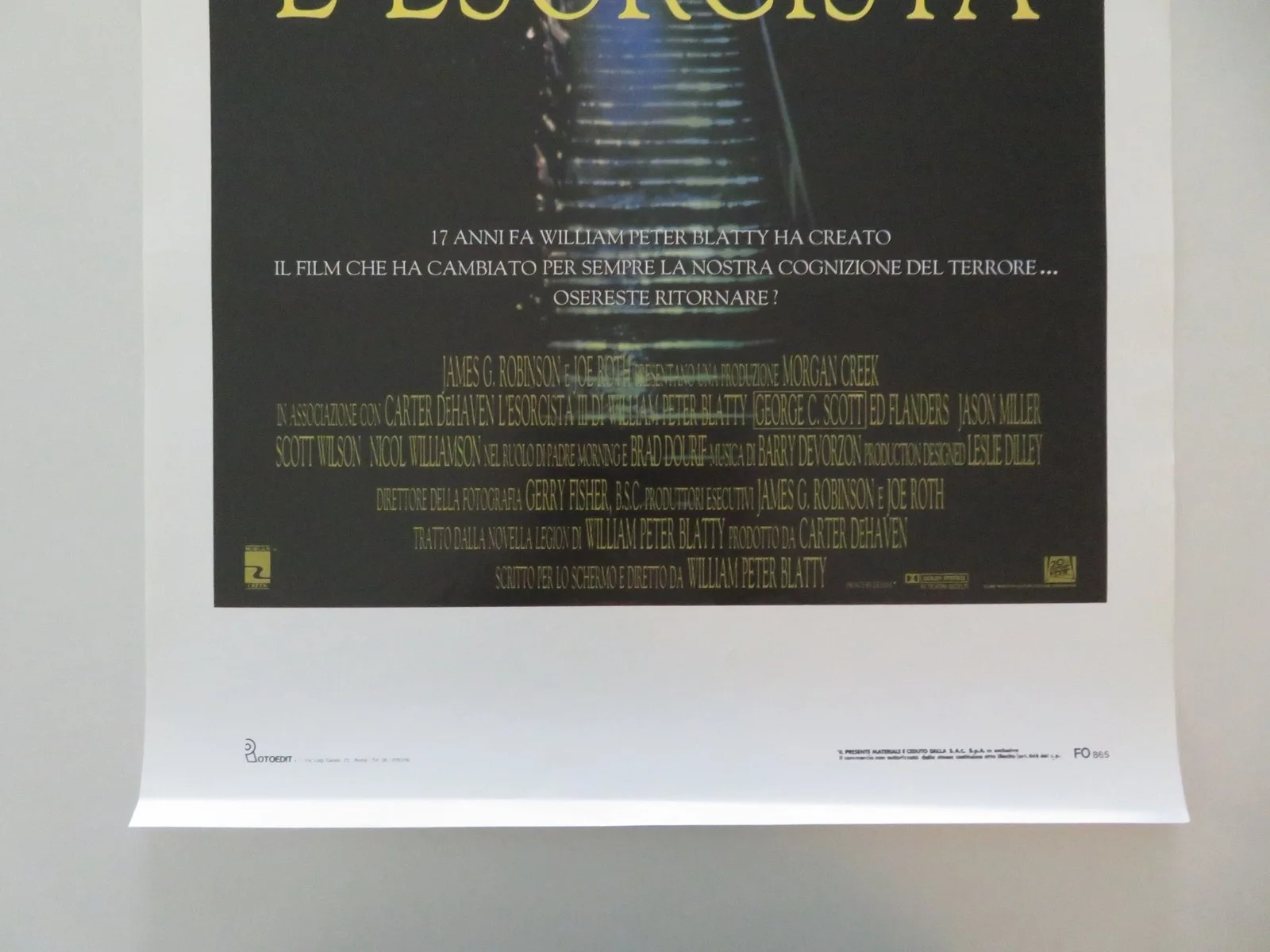 THE EXORCIST III ITALIAN LOCANDINA POSTER GEORGE C. SCOTT ED FLANDERS 1990, изображение 4