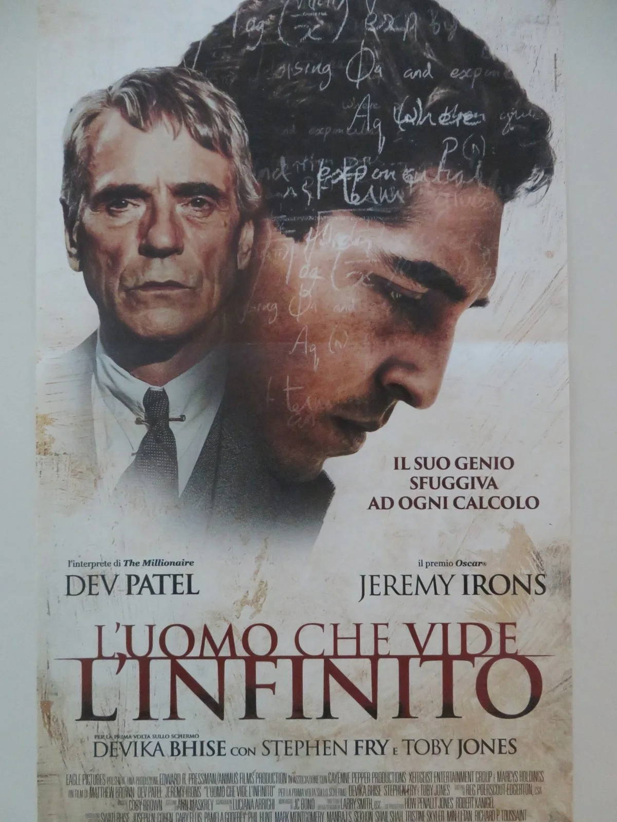 THE MAN WHO KNEW INFINITY ITALIAN LOCANDINA POSTER JEREMY IRONS DEV PATEL 2015, изображение 3