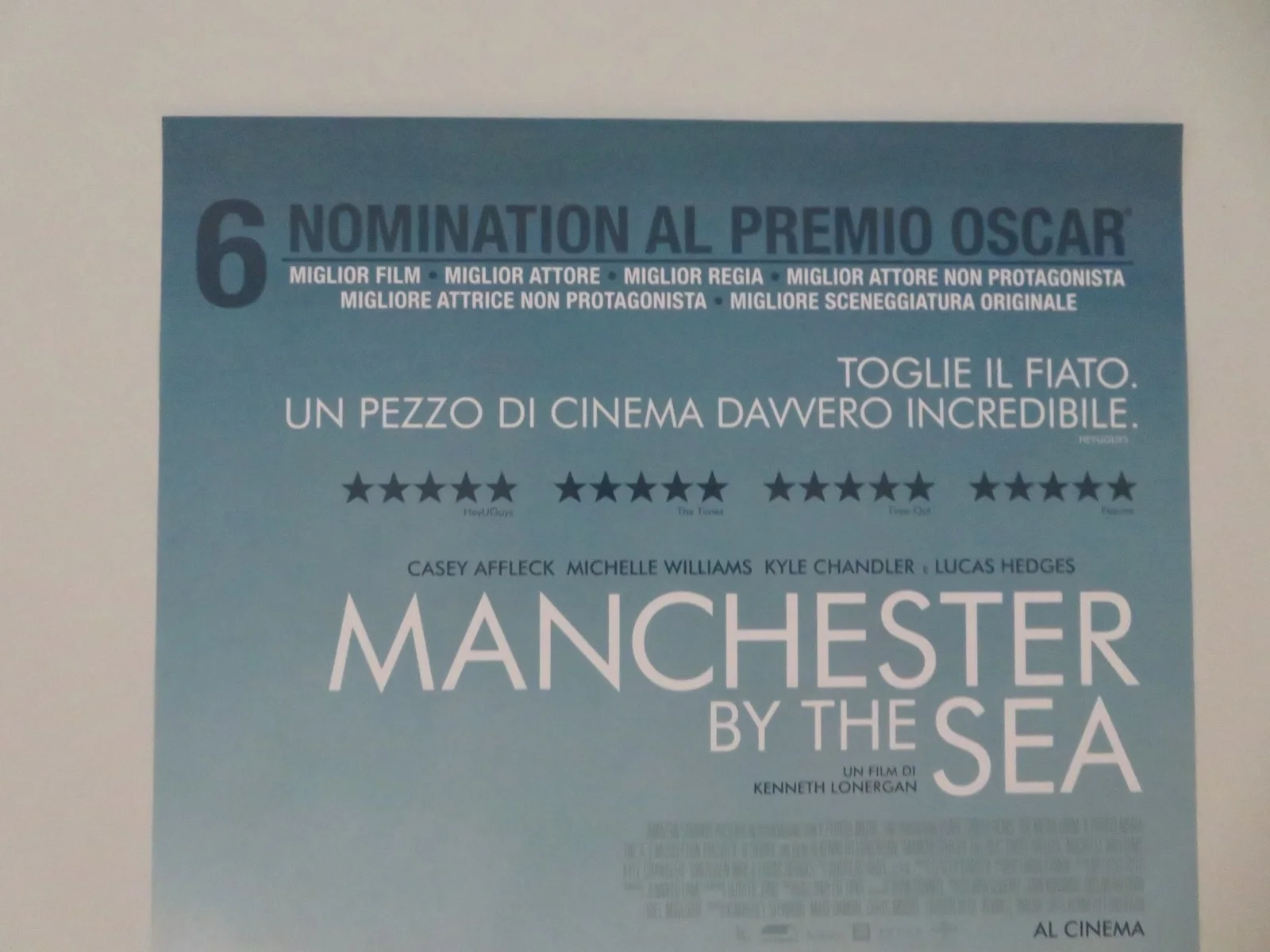 MANCHESTER BY THE SEA ITALIAN LOCANDINA POSTER CASEY AFFLECK WILLIAMS 2016, изображение 2