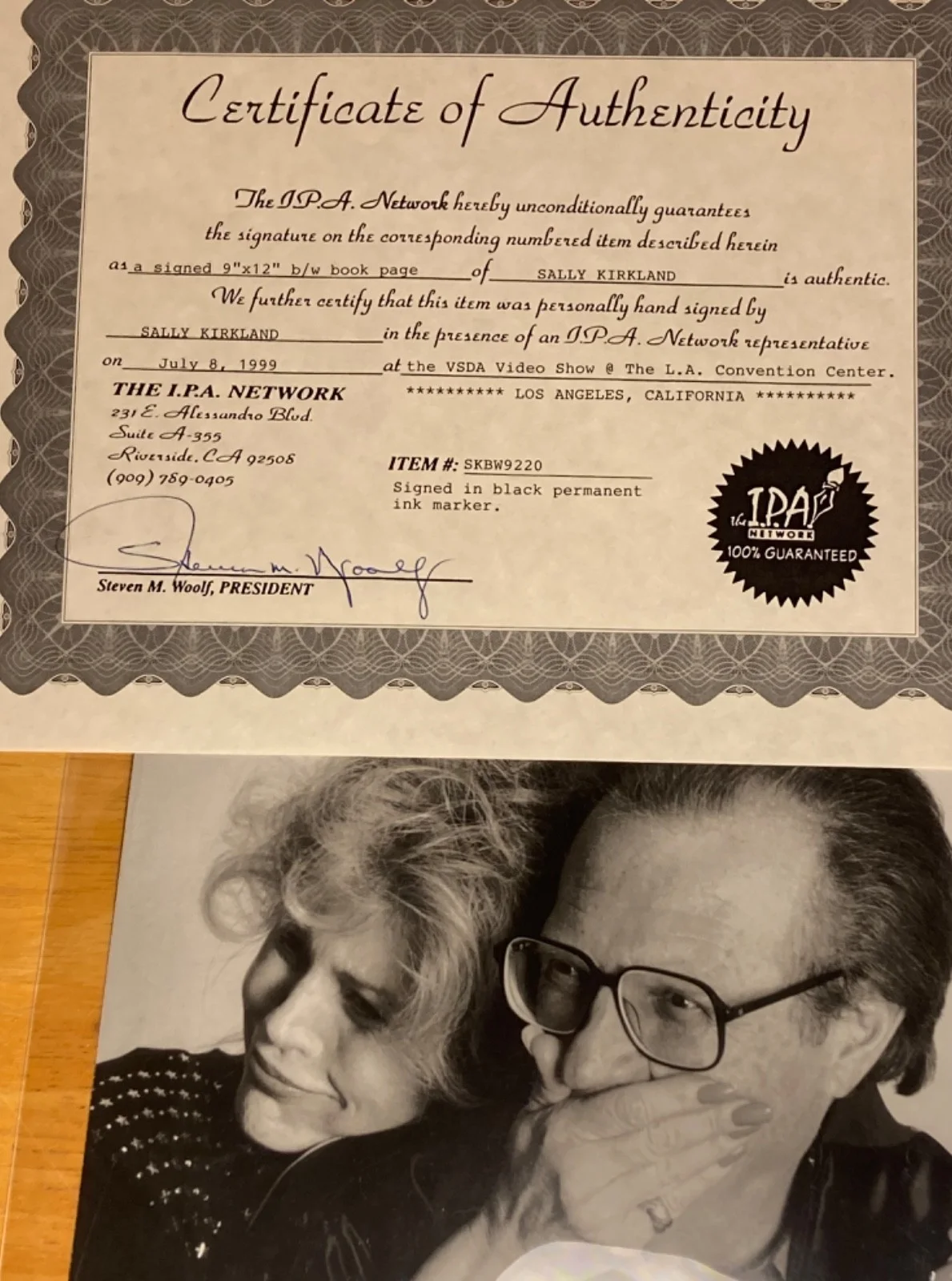 Hand SIGNED Sally Kirkland 9x12 B&W w/COA + Proof Photo - Oversized Book Page, image 5