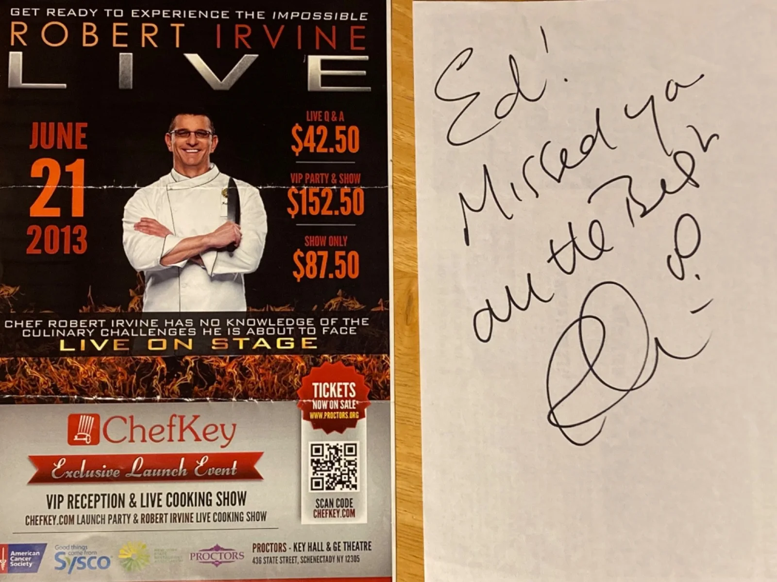 Hand SIGNED Robert Irvine (Note To Fan Ed w/ Advert) Celebrity Chef, image 3