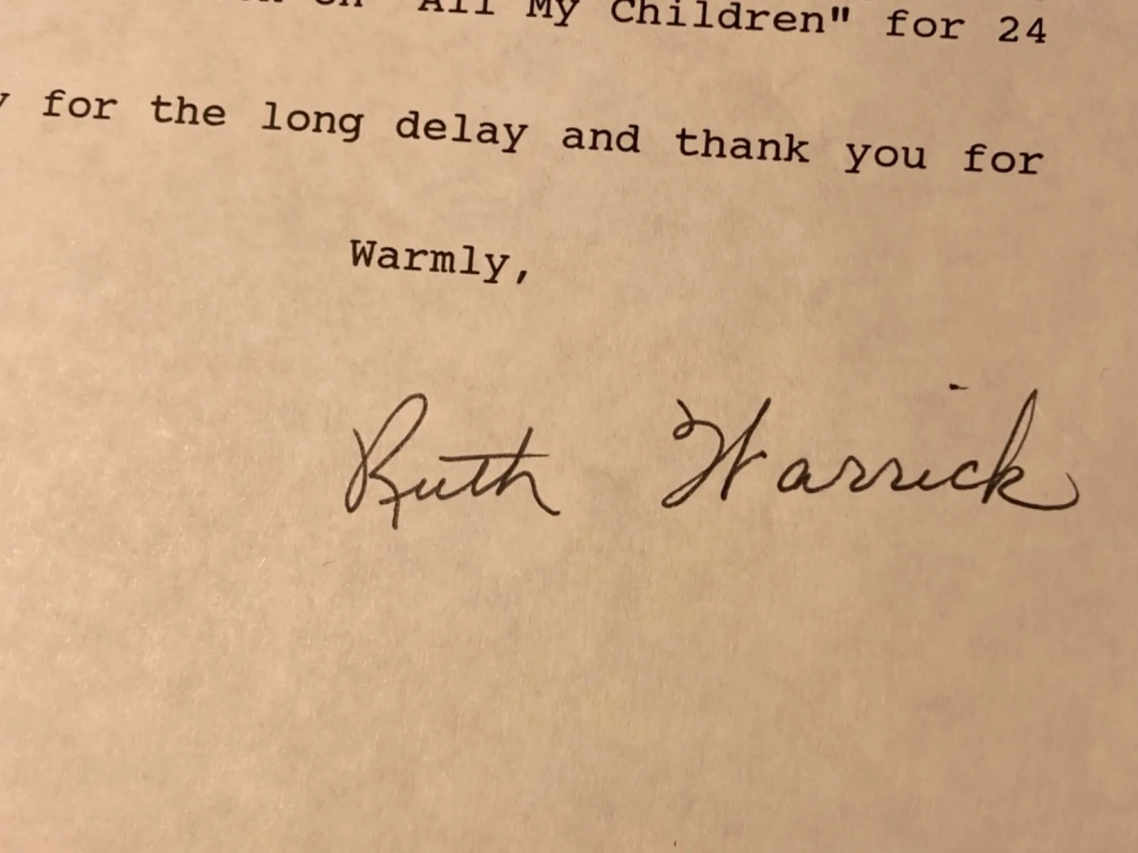 Hand SIGNED Ruth Warrick Letter To Fan - All My Children, Citizen Kane, Journey, изображение 4