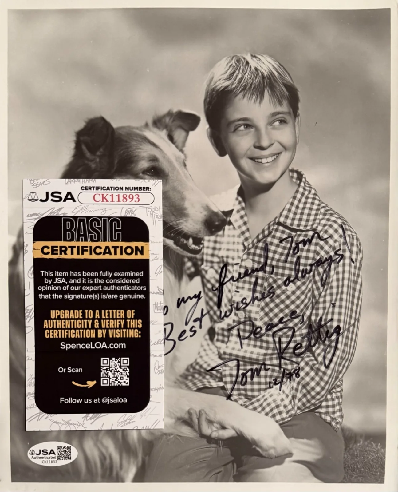Tommy Rettig — TOMMY RETTIG Signed Autographed 8" x 10" PHOTO Vintage 1978 LASSIE JSA CERTIFIED, image 4