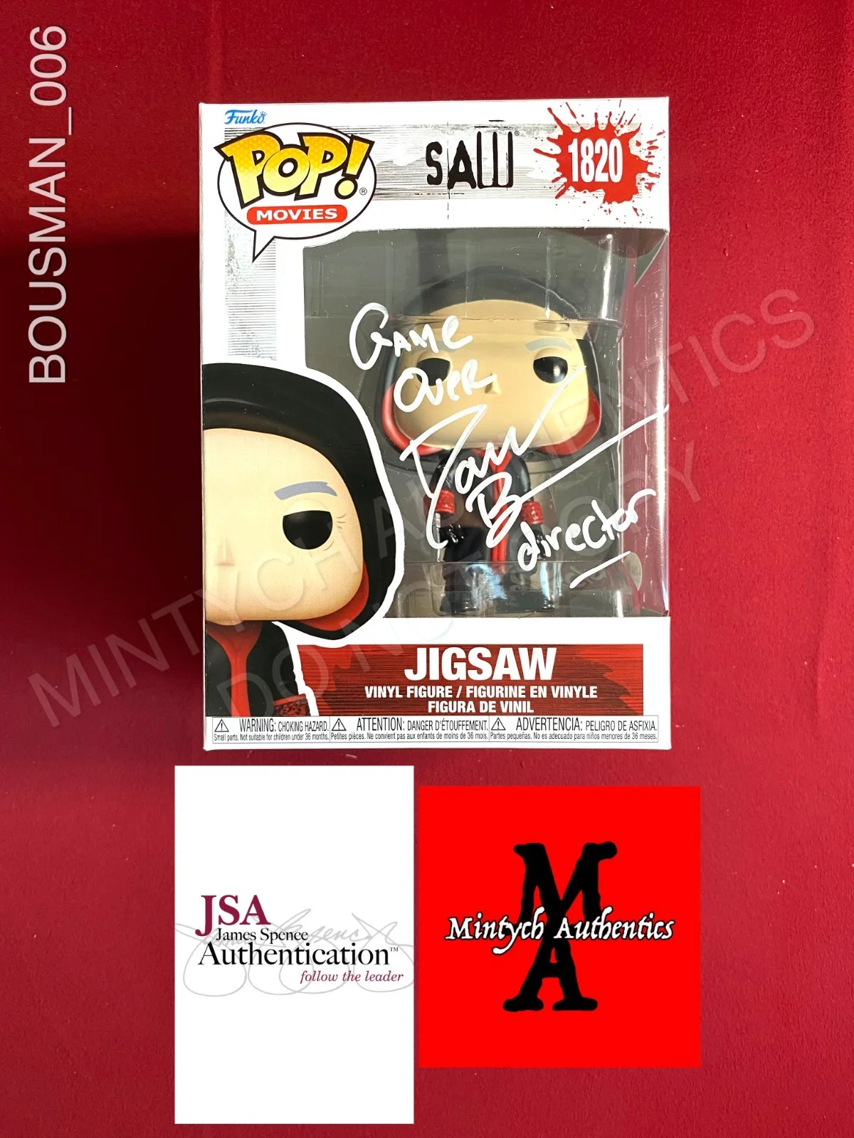 Darren Lynn Bousman — Darren Lynn Bousman autographed signed Jigsaw Saw Funko Pop #1820 JSA COA