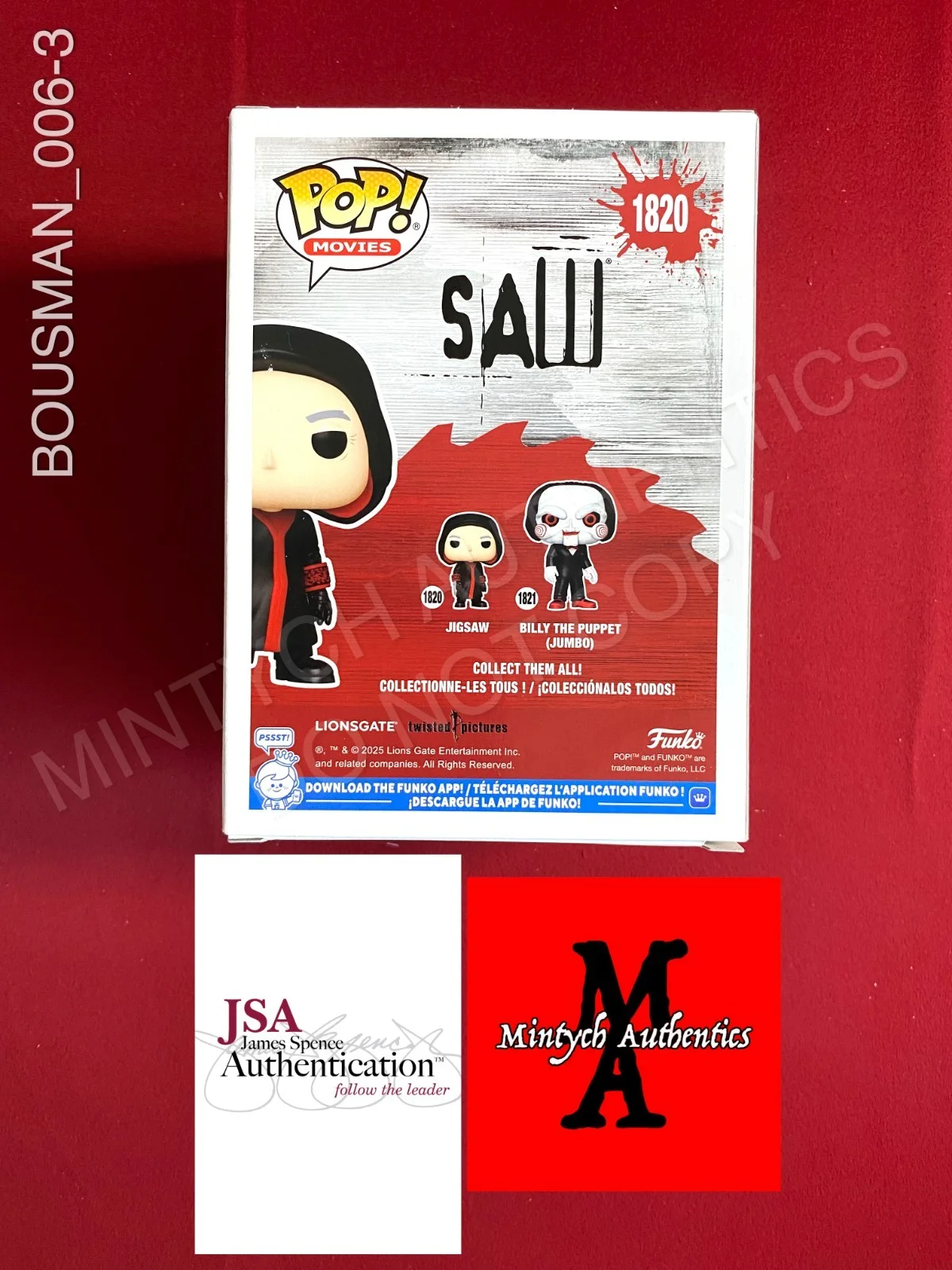 Darren Lynn Bousman — Darren Lynn Bousman autographed signed Jigsaw Saw Funko Pop #1820 JSA COA, image 3