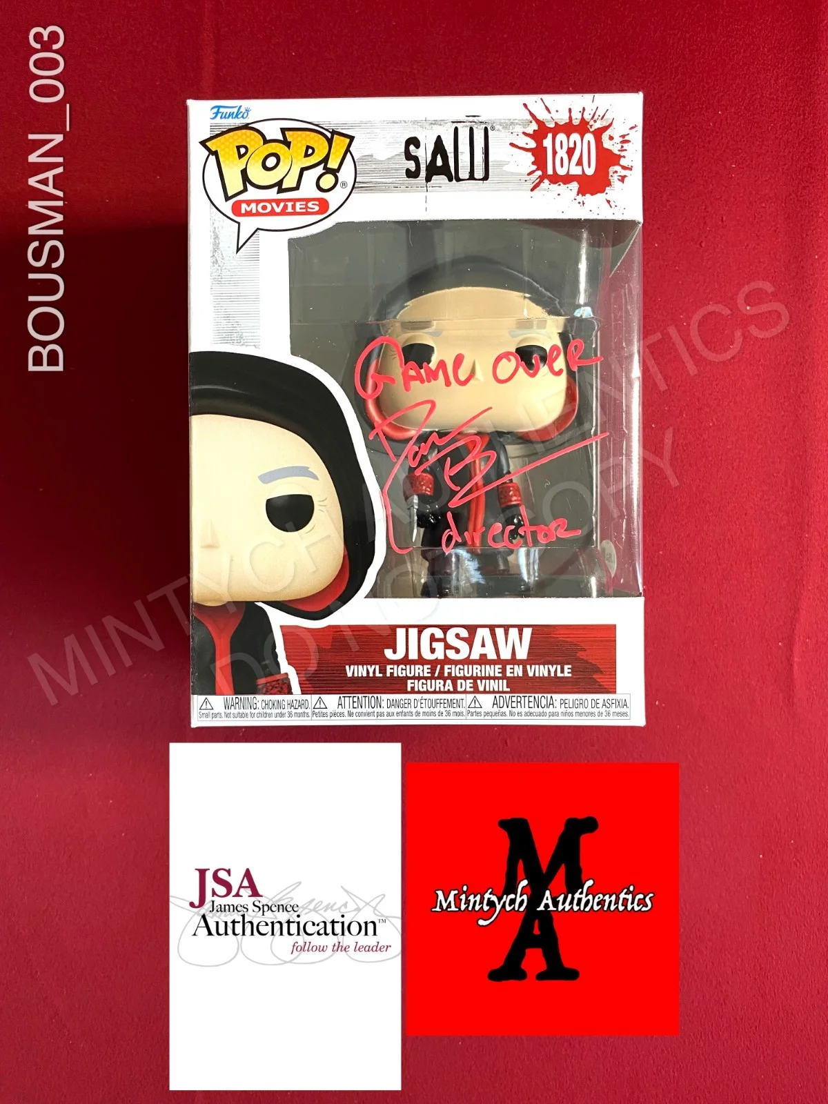 Darren Lynn Bousman — Darren Lynn Bousman autographed signed Jigsaw Saw Funko Pop #1820 JSA COA